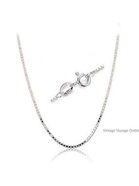 925 Sterling Silver Designer Chain 0.8MM Delicate Italian Box Chain Necklace 18"